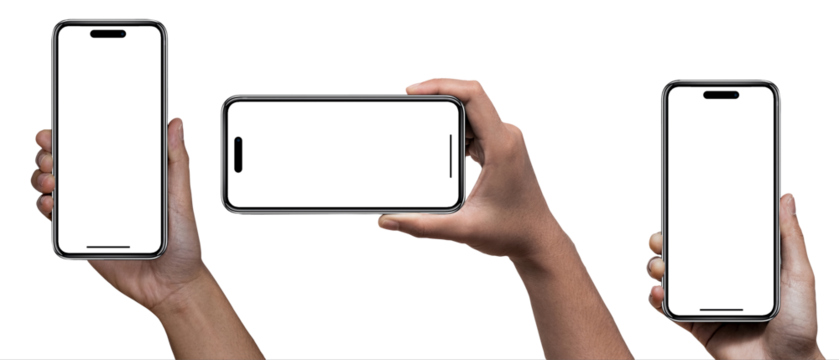 Smartphone similar to iphone 16 with blank white screen for Infographic Global Business Marketing Plan, mockup model similar to iPhone isolated Background of digital investment economy - Clipping Path