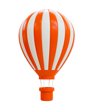 3d minimal vacation time. Red hot air balloons floating. 3d illustration.