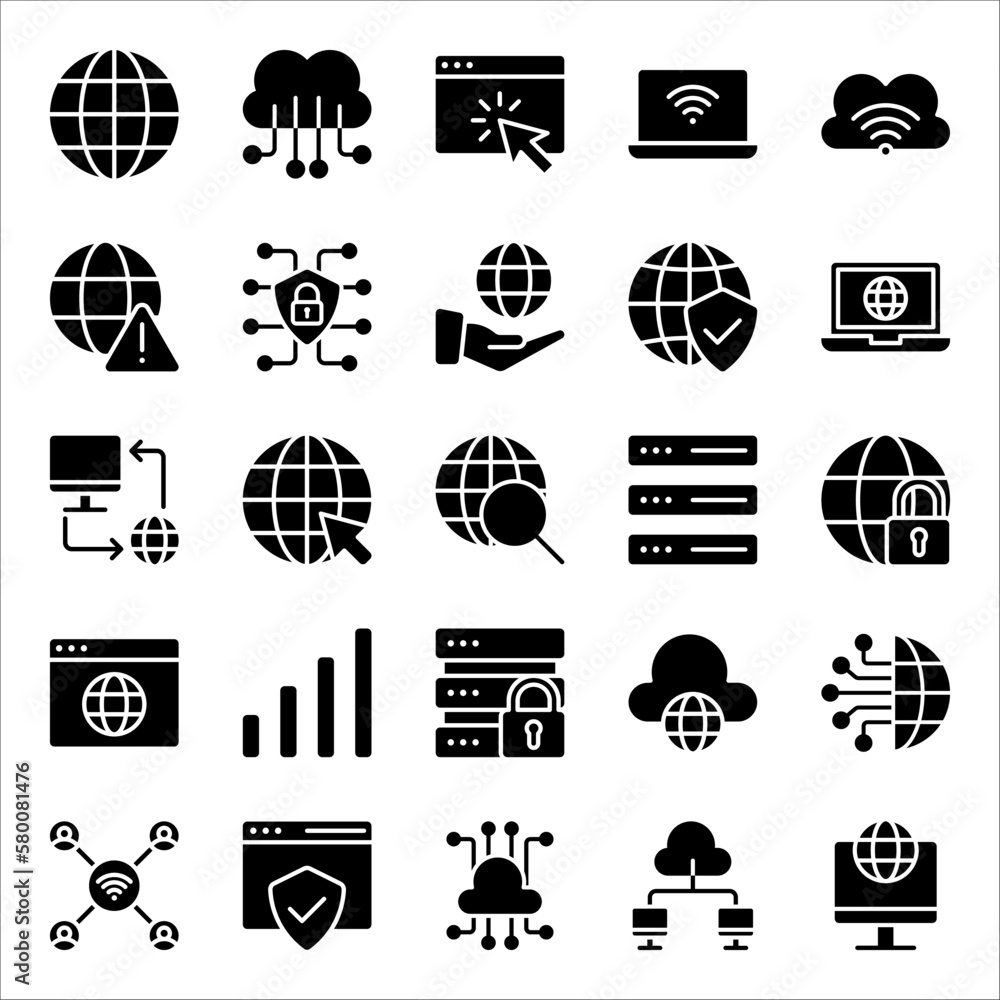 Poster simple internet icons set. universal internet icon to use in web and mobile ui, vector illustration 