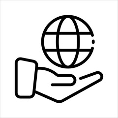 hand and globe icon, save earth symbol vector illustration on white background