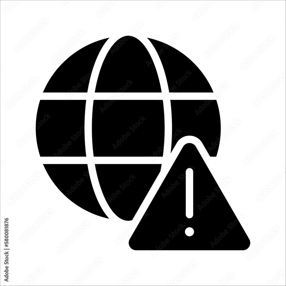 Poster global error linear vector icon. internet connection failure. website access denied. vector illustra