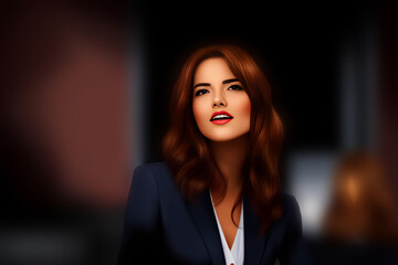 Fototapeta premium illustration of woman at the office, generative art by A.I