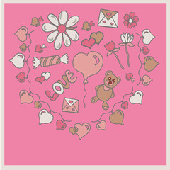 retro valentine's day,teddy bear,garland of hearts,chamomile,flower,letter,candy,love,peak,chirva,tenderness,glamour,cupid,birthday,gift