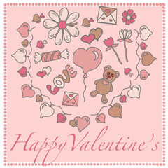 retro valentine's day,teddy bear,garland of hearts,chamomile,flower,letter,candy,love,peak,chirva,tenderness,glamour,cupid,birthday,gift