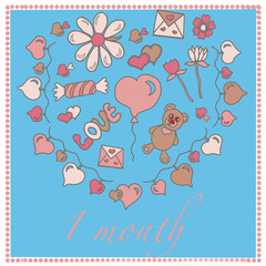 retro valentine's day,teddy bear,garland of hearts,chamomile,flower,letter,candy,love,peak,chirva,tenderness,glamour,cupid,birthday,gift