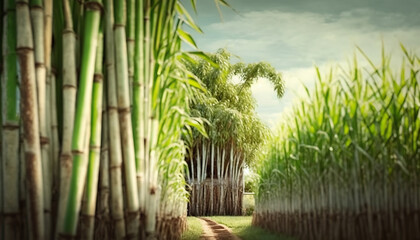  Sugar cane plantation. Based on Generative AI
