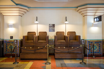 Empty shoe shine chairs during the pandemic