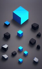 Fototapeta na wymiar abstract blue cube