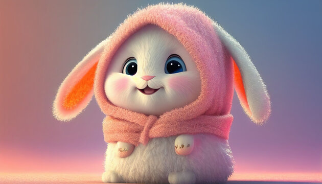 Coelhinho da p&aacute;scoa anima&ccedil;&atilde;o personagem IA Generativa