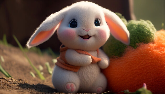 Coelhinho da p&aacute;scoa anima&ccedil;&atilde;o personagem IA Generativa