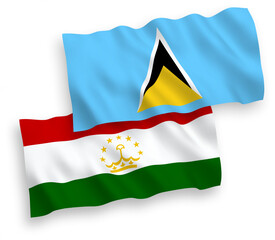 Flags of Saint Lucia and Tajikistan on a white background