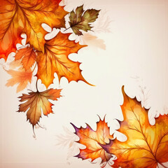 Maple leaf background in orange autumn. Illustration AI Generative