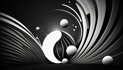 background in black and white with spheres
