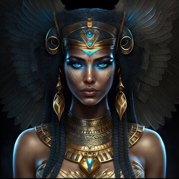 Beautiful Egyptian goddess Isis, Generative AI