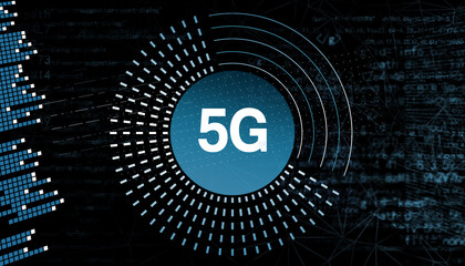 Concept of future technology 5G network systems and internet. 3d illustration