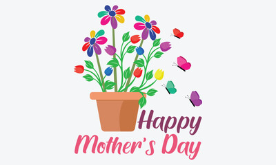 Happy Mother's day greeting card with lettering and Flower background. Hand drawn typography Vector design. Spring Mother's day holiday vector illustration for logo, label, print, poster or invitation