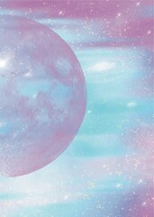 Obraz na płótnie Canvas Over The Moon Blue and Purple Stars Universe Background for invitations, greeting cards, printed items