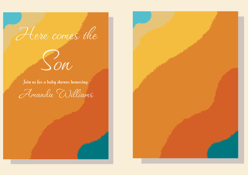 Here Comes the Son Sunshine Boy Baby Shower Invitation with Background you can also use for Birthday or other party, backdrop, poster, games sings, cards to make your celebration fun and beauty