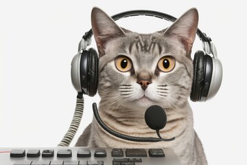 Call center worker, cat as call center worker, manager, office manager, employee of the year, cute cat worker, sales