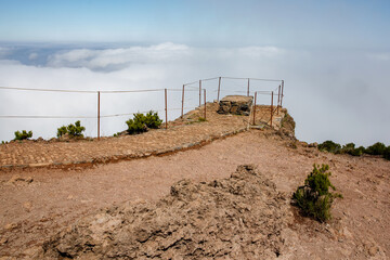 The viewpoint over clouds. The highest peak of Madeira island - Pico Ruivo