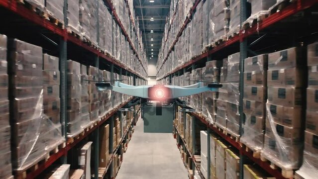 drone flying transportation in smart warehouse concept a retail use a drone artificial intelligence technology delivery to send a tool kit, product, fruit, vegetable, etc in the store, to customer
