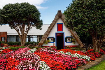 Traditional triangular rural house at Madeira island, Portugal