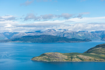 Beautiful landscape of the sea over the mountains of northern  Norway