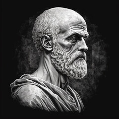 Ancient Greek philosopher Hippocrates. Created with Generative AI technology.