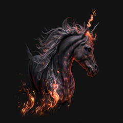 Obraz na płótnie Canvas Unicorn On Fire. Generative AI