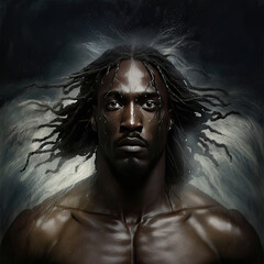Black Jesus Christ Calm in the Midst of a Storm Created Using Generative Ai