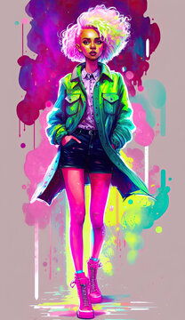 Manic Pixie Dream Girl with Long Legs and Cute Lips Created Using Generative Ai