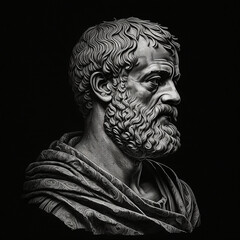 Ancient Greek philosopher Aristotle. Created with Generative AI technology.