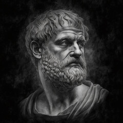 Ancient Greek philosopher Aristotle. Created with Generative AI technology.