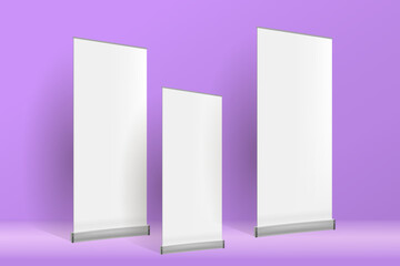 An empty white banner in the interior. Space for copying.
 3d vector illustration.
