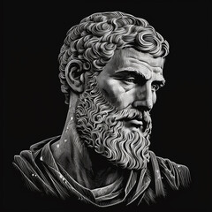 Ancient Greek philosopher Epicurus.  Created with Generative AI technology. - obrazy, fototapety, plakaty