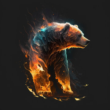 Bear On Fire. Generative AI