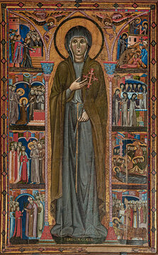 Saint Clare of Assisi, panel painting in the church of "Santa Chiara", Assisi, Italy