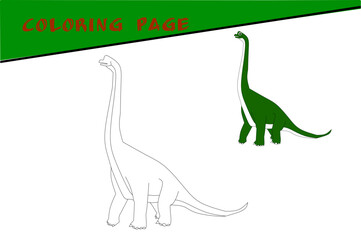 Dinosaur Ultrasaurus Sketch for children to color on a white background. Vector illustration.