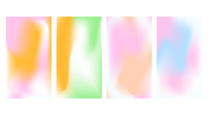 Gradient y2k aura background. Holographic pattern for stories or poster design. Iridescent aurora frame with smooth ombre effect. Aesthetic groovy ig blurry cover from 2000s vibe © Mariia
