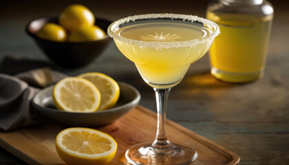 Refreshing Lemon Drop Martini with Sweet & Sour Notes (created with Generative AI)