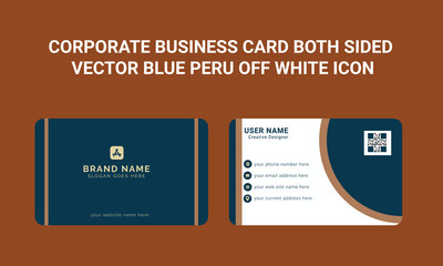 Corporate Modern Business Card Both Sided Vector Blue Peru Off White Icon