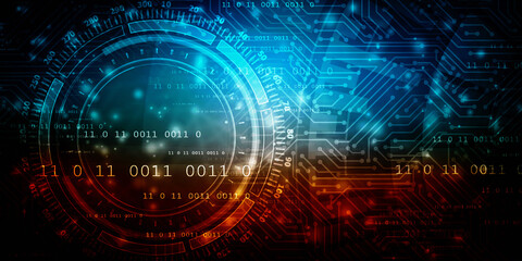 2d illustration Abstract futuristic electronic circuit technology background