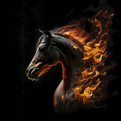 Fototapeta na wymiar Horse On Fire. Generative AI