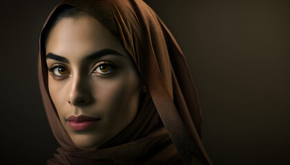 portrait of beautiful woman with burqa in Ramadan