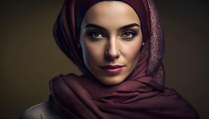 Naklejka premium portrait of beautiful woman with burqa in Ramadan