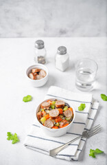 Italian sausages with prepared vegetables