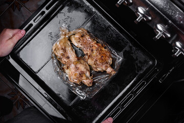 Chicken baked in the oven