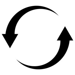 Refresh, recycle, synchronize idea concept symbol icon. Flat style black color vector object, sign element, illustration, drawing isolated on white background.