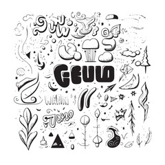 set of hand drawn icons for design