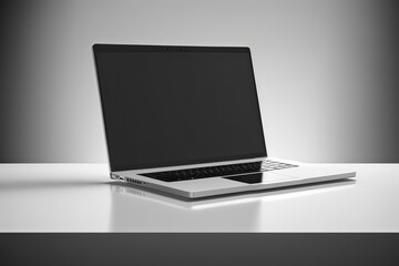 Fototapeta premium Empty laptop on gray background. Photo generative AI